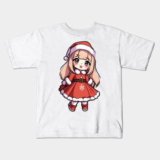 Cute christmas anime girl Kids T-Shirt